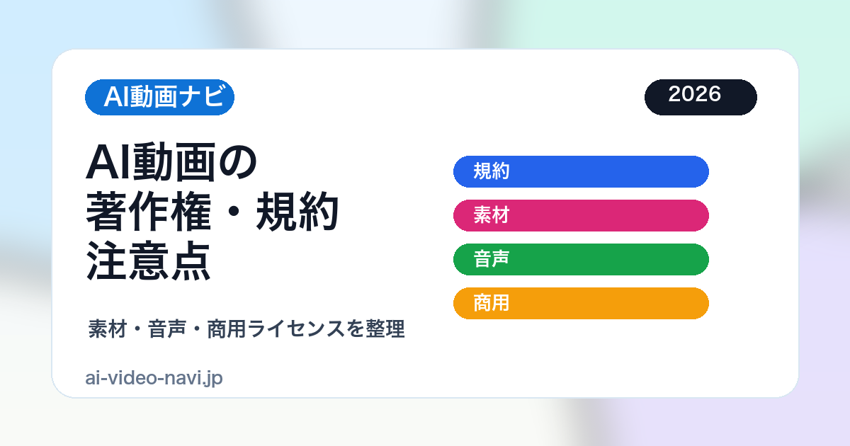 AI動画の著作権・利用規約の注意点のアイキャッチ