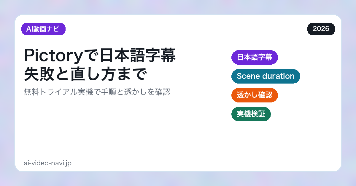 Pictoryで日本語字幕を付ける方法｜失敗と直し方（アイキャッチ）