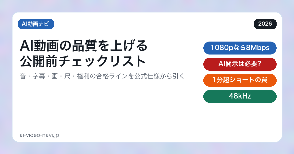 AI動画の品質を上げる公開前チェックリスト（AI動画ナビ）